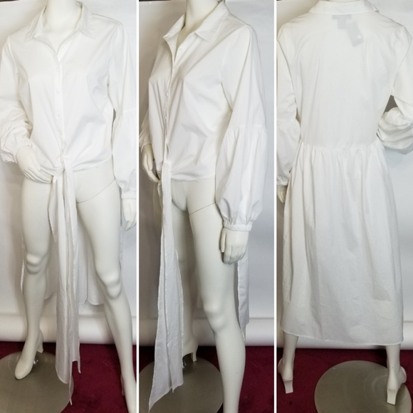 Button Up Tie Waist Blouse - Picture 6 of 7